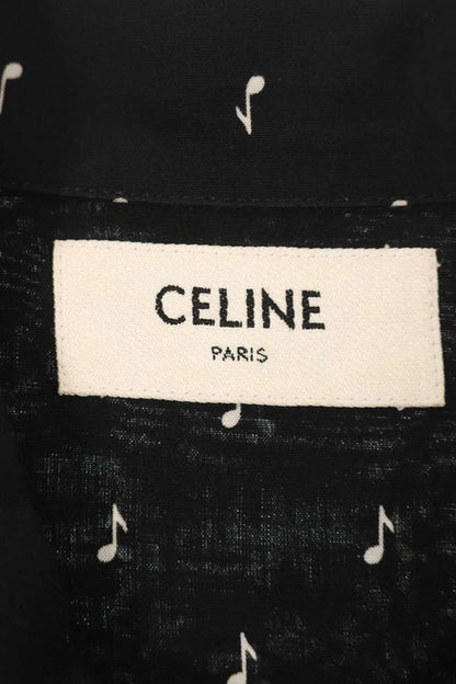 Celine 2c036736d Rayon Short Sleeve Shirt With Musical Note All Over Pattern