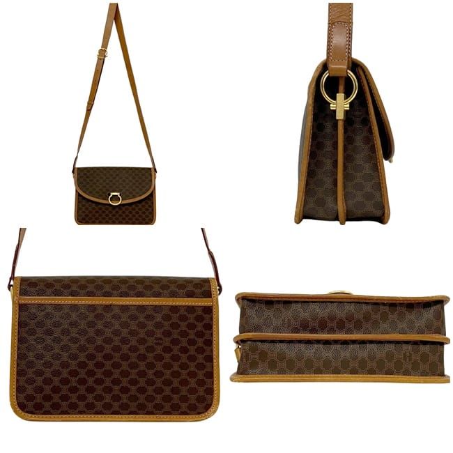 Celine Shoulder Bag Brown Beige Macadam Crossbody PVC