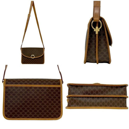 Celine Shoulder Bag Brown Beige Macadam Crossbody PVC