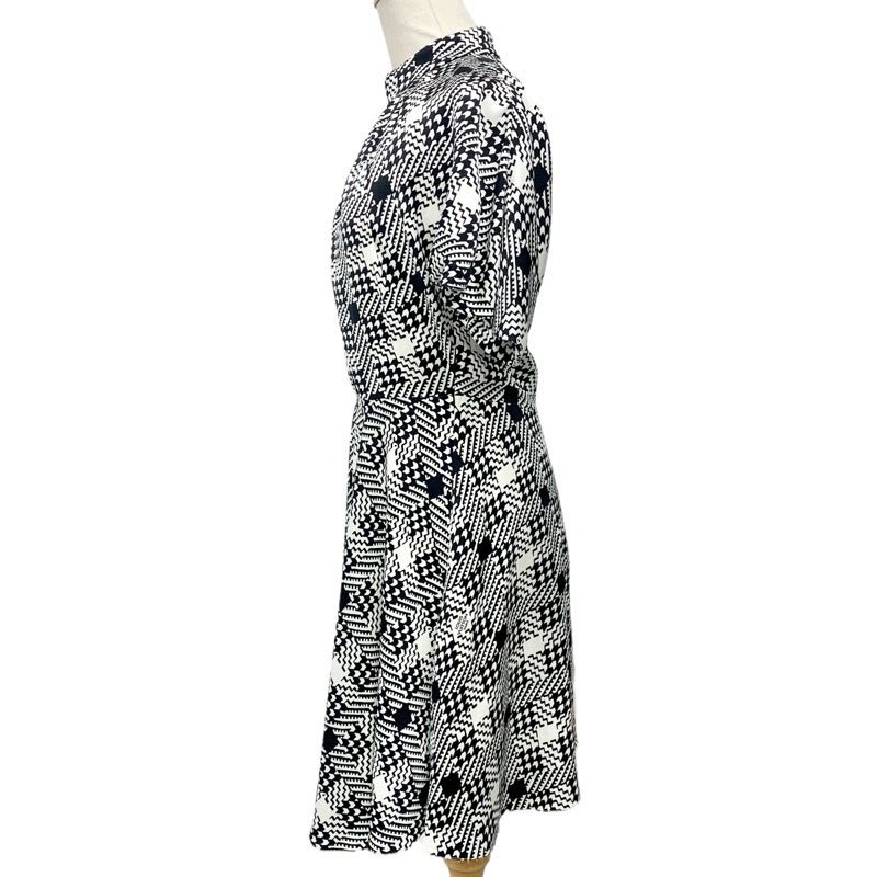 Louis Vuitton Dress Silk Black White Short Sleeve Logo