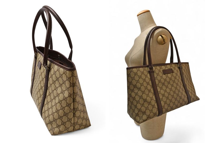 Gucci Tote Shopping Bag A4 Gucci GG Plus Leather GG Brown Beige 114595