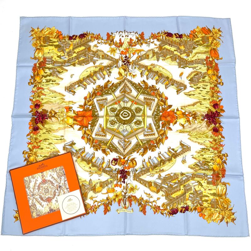 Hermes Scarf Carre 90 Silk Au Pays De Cocagne In Paradise Multicolor With Box