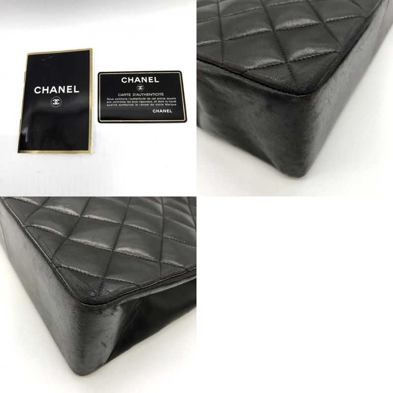 Chanel Matelasse Chain Shoulder Bag Tote Bag Coco Mark Vintage Lambskin Black