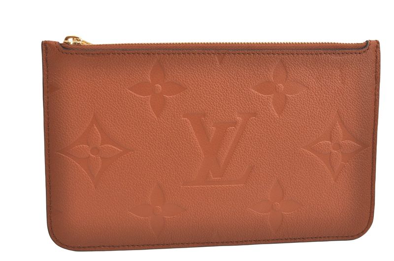 Louis Vuitton Monogram Empreinte Neverfull Pouch Wallet Brown LV 3395n