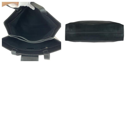 Bvlgari Logo Plate Black Silver Hardware Leather Tote Bag Shoulder Bag Women