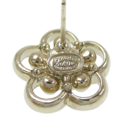 Chanel Flower Rhinestone Earrings Metal Ladies