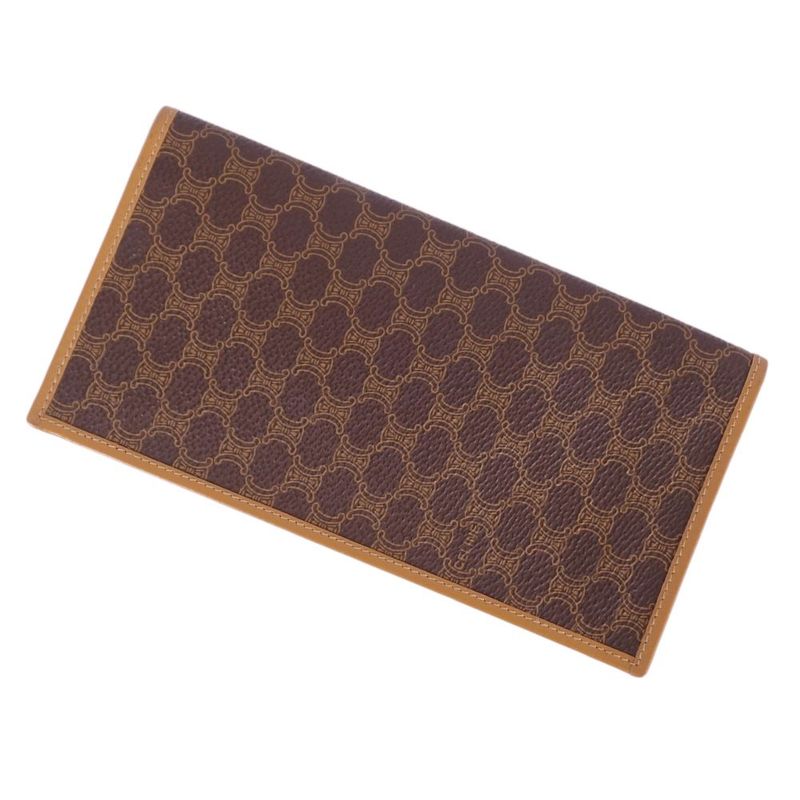 Vintage Celine Wallet Long Wallet Macadam Pattern Leather Women's Made In Italy