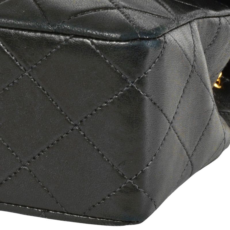 Chanel Mini Matelasse 20 Single Flap Chain Shoulder Bag Lambskin A01163 Black