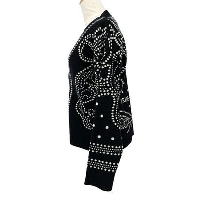 Hermes Top Cashmere Cotton Black White Brid De Gala Embroidery