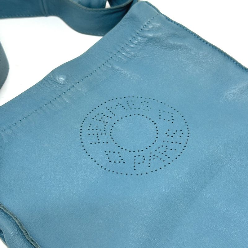 Hermes Shoulder Bag Crudo Cell Leather Blue Jean Blue