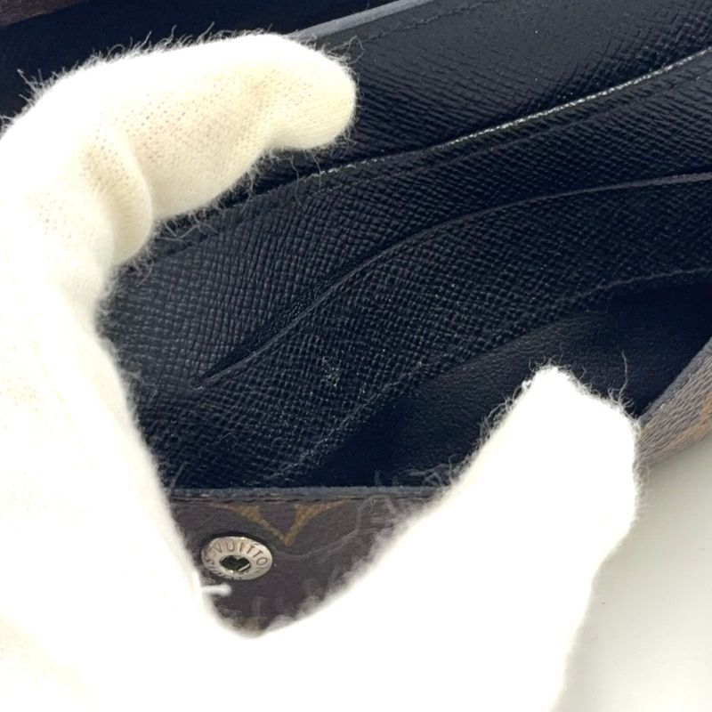 Louis Vuitton Portefeuille Compact Chain Leather X PVC Brown Wallet Silver