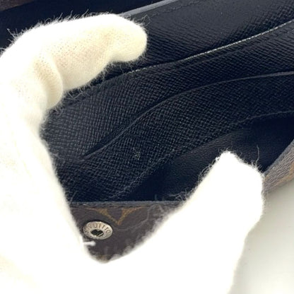 Louis Vuitton Portefeuille Compact Chain Leather X PVC Brown Wallet Silver