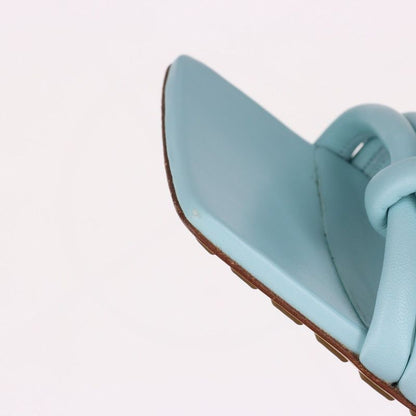 Bottega Veneta Leather Sandals Women's 35 Light Blue Made In Italy
