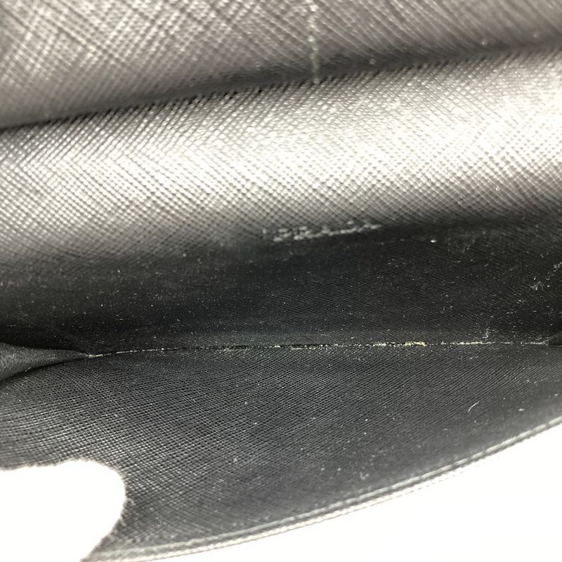 Prada 2ml051 RFID Saffiano Triangle Document Holder Long Wallet Black Ladies