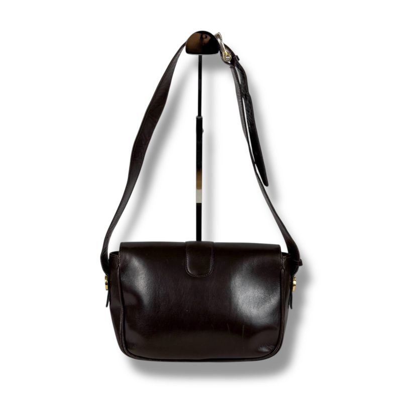 Celine Mini Shoulder Bag Dark Brown Leather Horse Carriage Hardware Horse