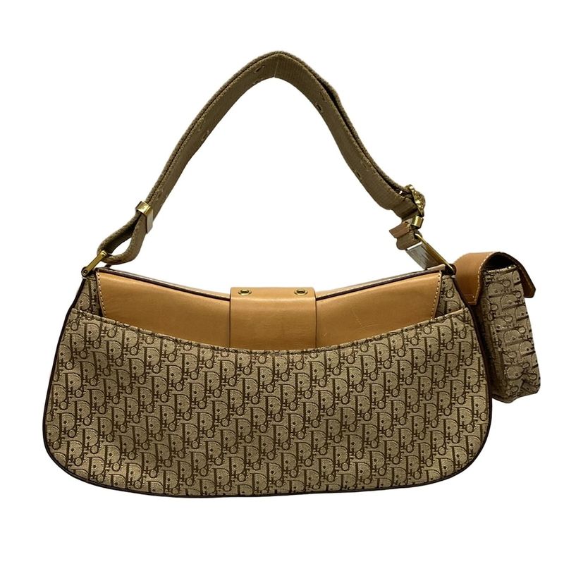 Dior/christian Dior Handbag Street Chic Dark Brown And Beige Leather