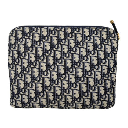 Christian Dior Pouch Travel Kit Oblique Navy Beige Gold Hardware