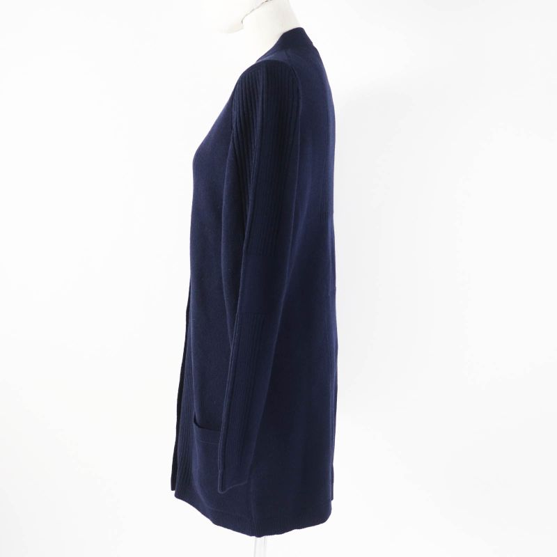 Hermes 21AW 100% Cashmere H Motif With Serie Buttons Long Cardigan Dark Navy