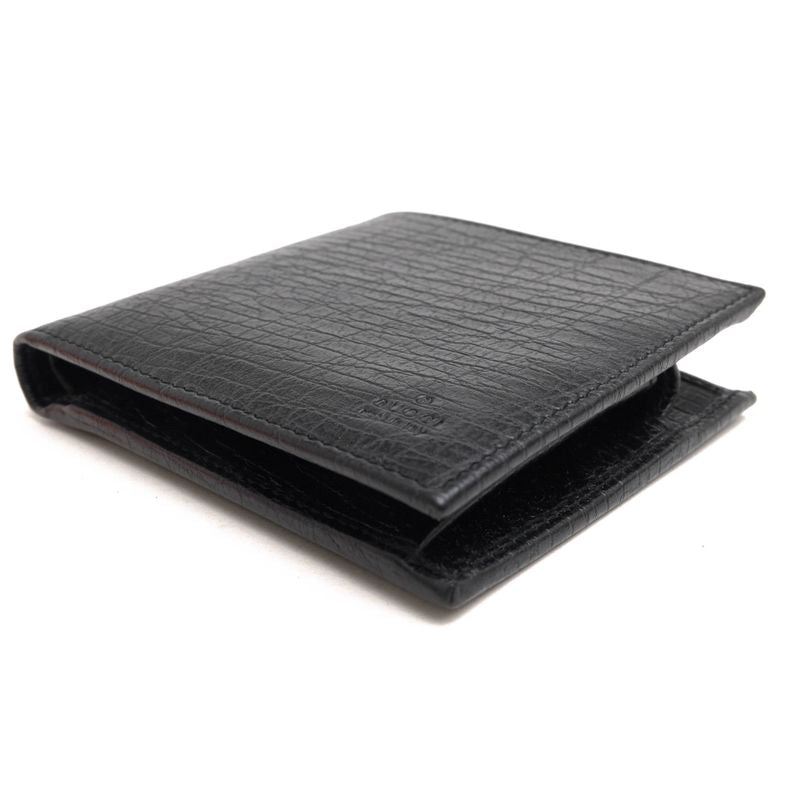 Gucci Wallet Men Leather Genuine Black 04848 Bifold with Coin Purse