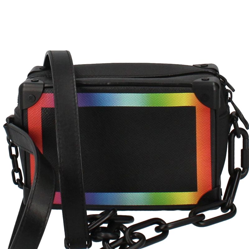 Louis Vuitton Mini Soft Trunk M30351 Taiga Men's Shoulder Bag Black Excellent