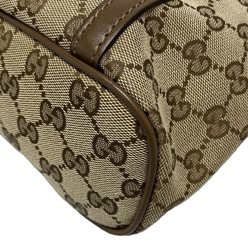 Gucci Tote Bag GG Pattern 388929 Beige And Dark Brown Leather