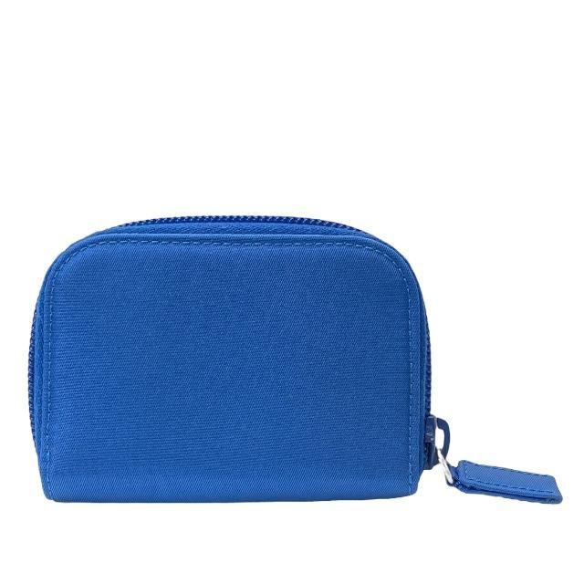 Prada 6-link Key Case Compact Round Zipper With Triangle Logo Nylon Blue