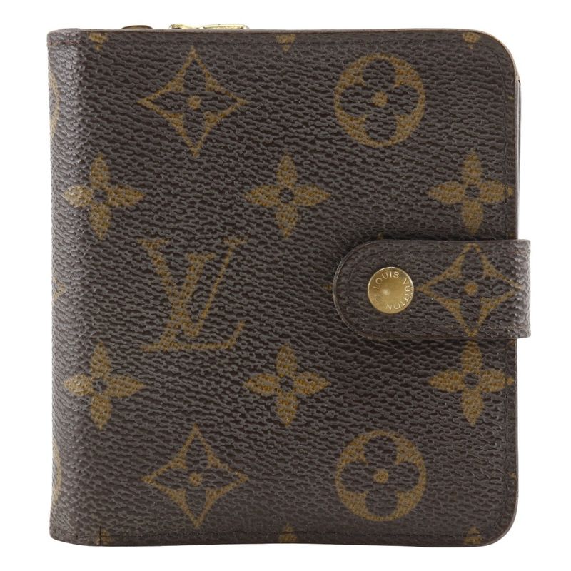 Louis Vuitton Compact Zip M61667 Monogram Canvas Brown Ca0095 Unisex Folding
