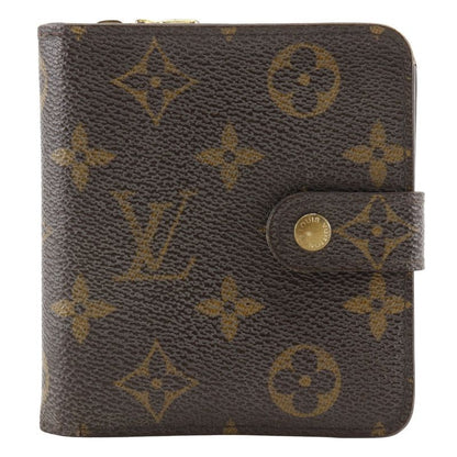 Louis Vuitton Compact Zip M61667 Monogram Canvas Brown Ca0095 Unisex Folding