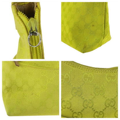 Gucci Yellow Beige Silver Hardware GG Canvas/leather 001 3386 Shoulder Bag
