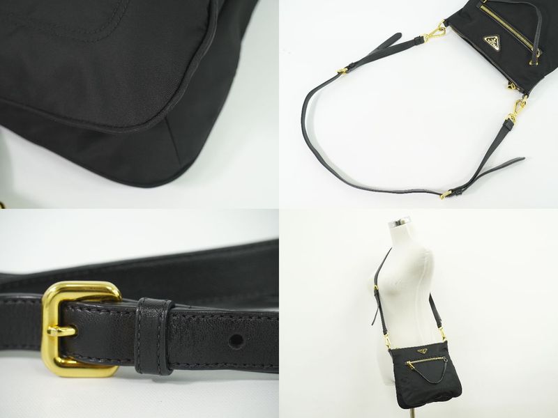 Authentic Prada Nylon Shoulder Bag Pochette Black Bt0711 Bag Pre-owned [follow-u