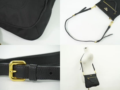 Authentic Prada Nylon Shoulder Bag Pochette Black Bt0711 Bag Pre-owned [follow-u