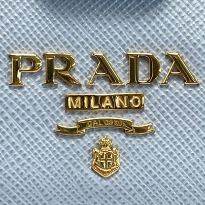 Prada Saffiano Leather Wallet 1mv025 Sky Blue Bifold Long Wallet