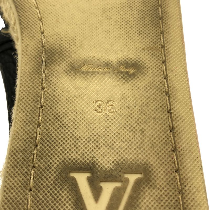 Louis Vuitton Ma1106 Espadrilles Monogram Flower Leather Slip-on Black 36