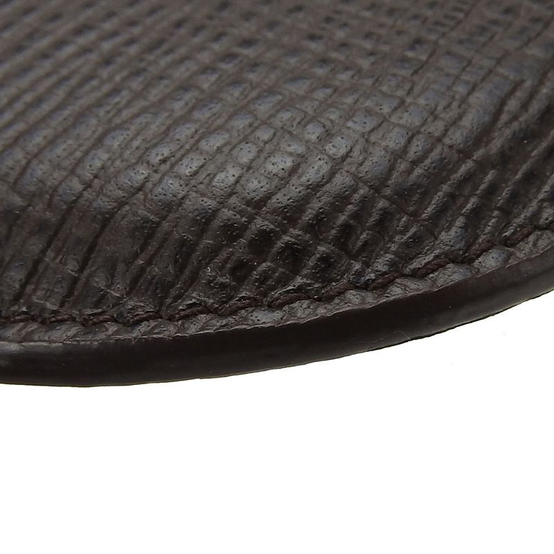 Loewe Coin Case Leather Brown Silver Hardware Anagram Small Round Ladies Men's