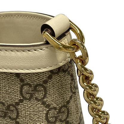 Gucci Shoulder Bag Padlockgg Supreme 811705 Beige And White Chain Shoulder