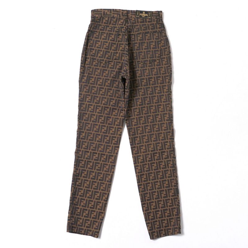 Fendi Vintage Pants Size 29" Tapered Double F FF Zucca Pattern Jacquard Made In