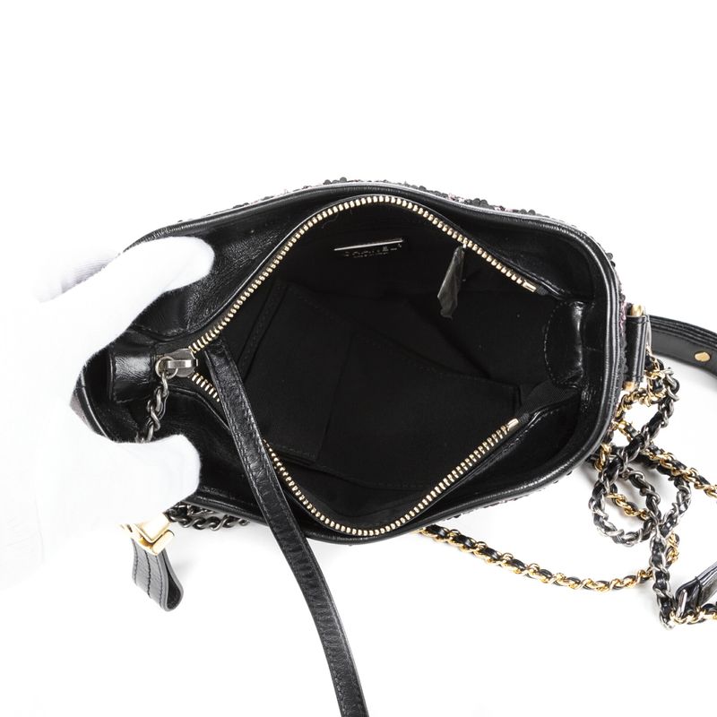 Chanel Gabrielle Sequin Black Calfskin Leather A