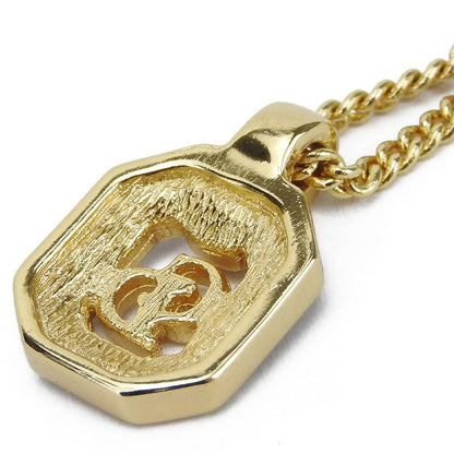 Christian Dior Necklace Metal Gold Black Accessories Logo Rhinestone Ladies