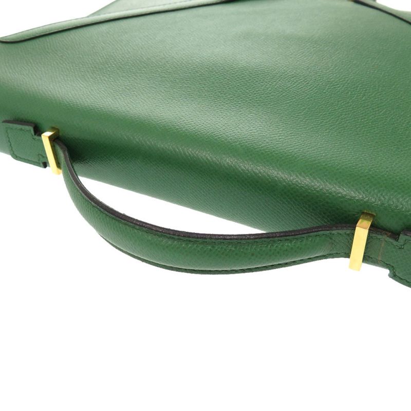 Hermes Kelly Cross Courchevel Vert Gold Hardware 00X Engraved Briefcase Bag