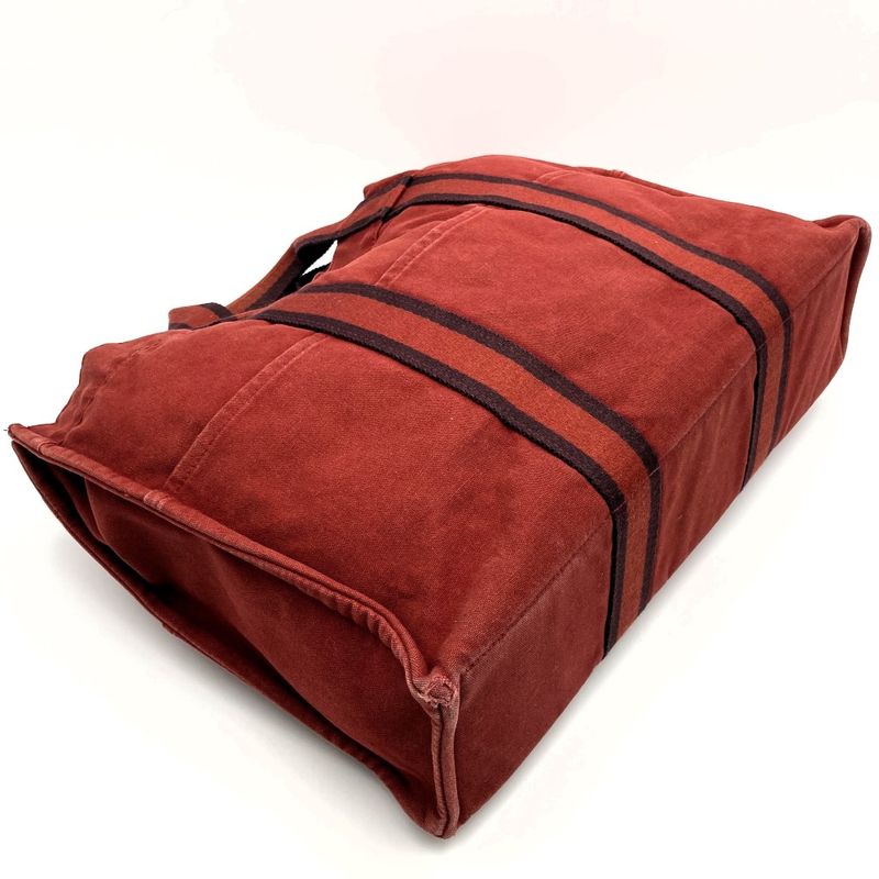 Hermes Fourre Tout MM Handbag Tote Bag Handbag Bag Silver Hardware Canvas Red