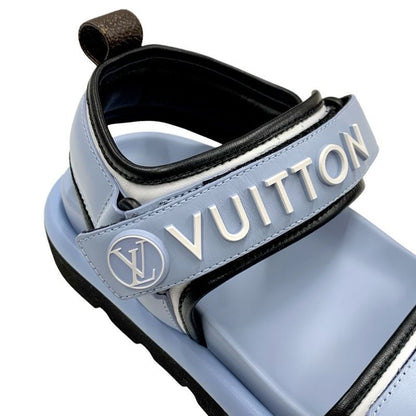Louis Vuitton Pool Pillow Line Sandals Shoes Leather Blue Black White Unused