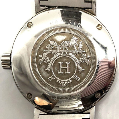 Hermes Nomade No1.210 Watch Quartz Date Metal Belt Silver White Dial Ladies