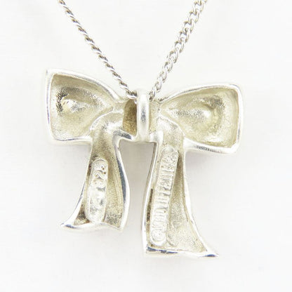Tiffany & Co Necklace 925 Silver Approx 2.8g Silver Ribbon Motif Cute Accessory