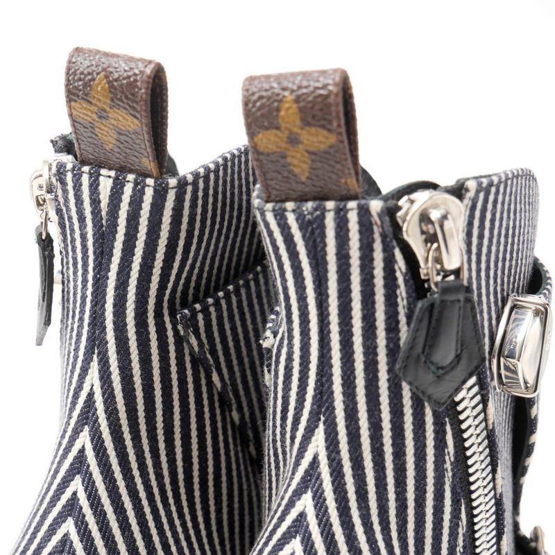 Louis Vuitton Janet Boots Size 36 Canvas Stripe Hickory Short Boots