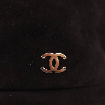 CHANEL 23AW Goatskin Bucket Hat With Coco Mark Hardware Hat Brown M With Box