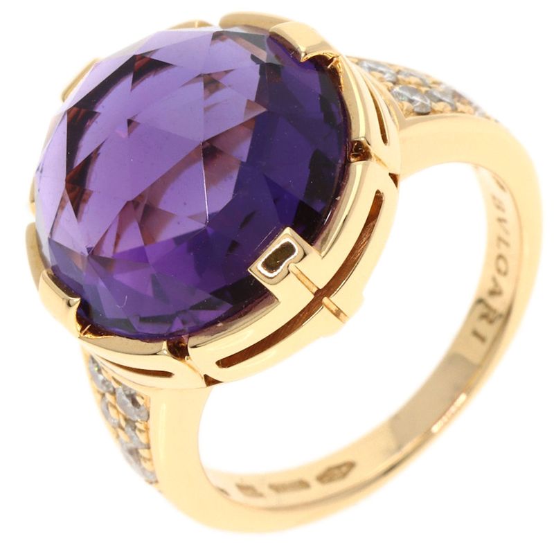 Bvlgari Bulgari Parentesi Cocktail Amethyst Diamond Ring And Ring 18K Pink Gold