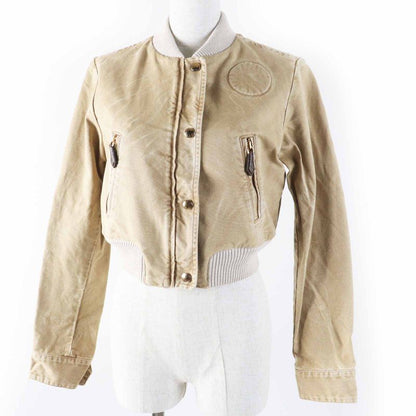 Louis Vuitton 23SS 1ab74i Cotton Washed Denim Cropped Bomber Jacket Beige 34