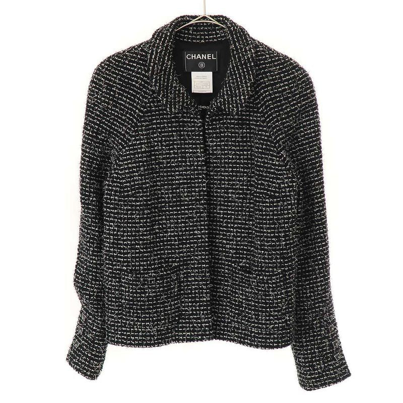 Chanel 2003c Coco Button Tweed Jacket P20548v11528 Black 38