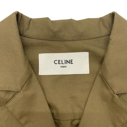 Celine Dress Cotton Khaki Gold Safari Logo Short Sleeve
