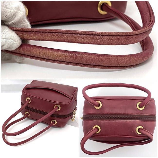 Loewe Handbag Bordeaux Anagram Excellent Condition Nappa Leather Preowned